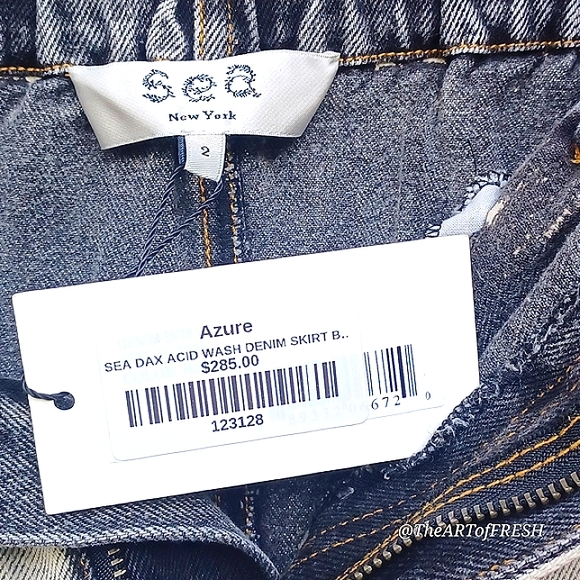 Sea New York Blue Gray Acid Washed Mini Skirt Casual - Picture 6 of 16